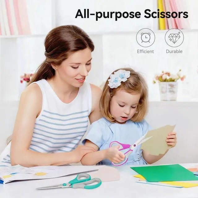 Alt view image 6 of 7 - 8.5" Scissors All Purpose 3 Pack, Ultra Sharp 2.5mm Thick Blade Scissors for Office, Professional Ergonomic Comfort Grip for Office School Home Fabric Sewing DIY Craft Cutting General Use