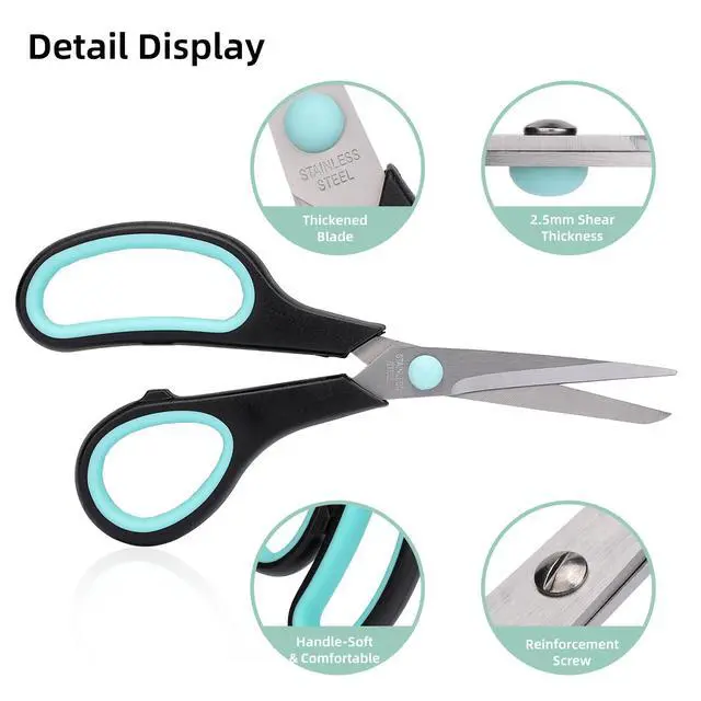 Alt view image 6 of 7 - Assorted Size Scissors 4 Pieces Set, Heavy Duty Stainless Steel Sharp Blades, Comfort Ergonomic Rubber Grip, Multi-Use Household School Office Cutting Shears, 8.5''/7.5''/6.5"/5.5"