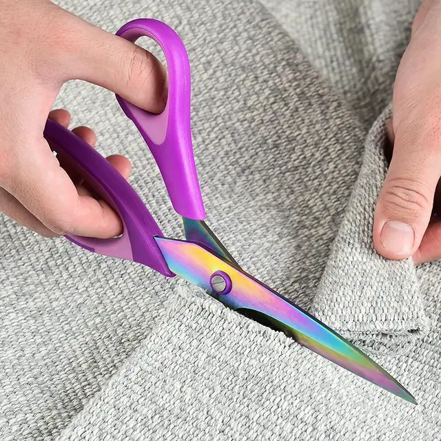 Alt view image 2 of 7 - Craft Scissors Set of 3 Pack, All Purpose Sharp Titanium Blades Shears, Comfort Grip Handle, Multipurpose Fabric Scissors Tool Great for Adults, Office, Sewing, School and Home Supplies, Purple