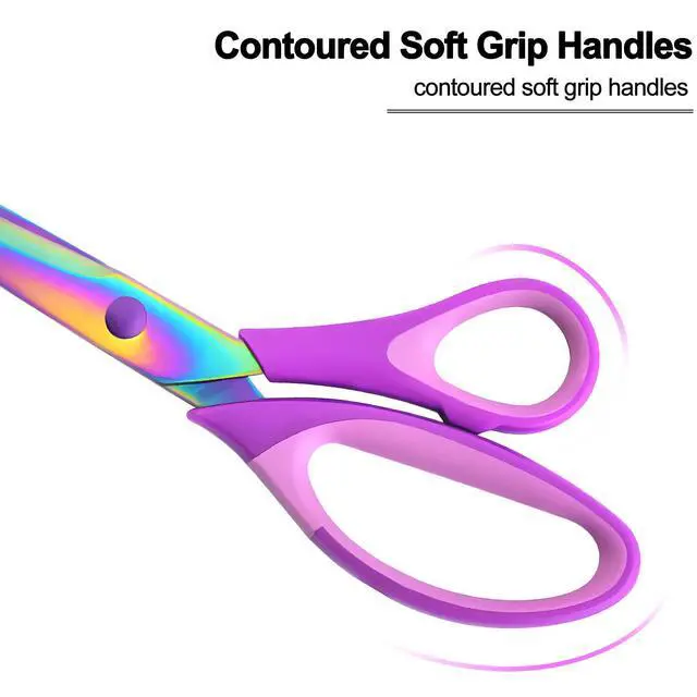 Alt view image 4 of 7 - Craft Scissors Set of 3 Pack, All Purpose Sharp Titanium Blades Shears, Comfort Grip Handle, Multipurpose Fabric Scissors Tool Great for Adults, Office, Sewing, School and Home Supplies, Purple
