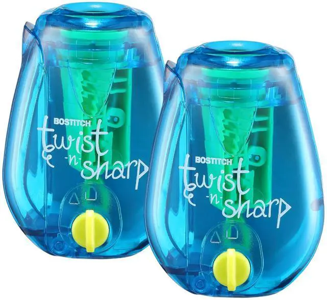 Main image of Office Twist-n-Sharp Pencil Sharpener, for Kids & Colored Pencils, Assorted Colors (PS1-BLUE-2PK)