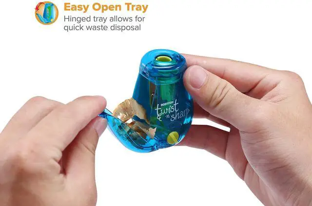 Alt view image 3 of 6 - Office Twist-n-Sharp Pencil Sharpener, for Kids & Colored Pencils, Assorted Colors (PS1-BLUE-2PK)