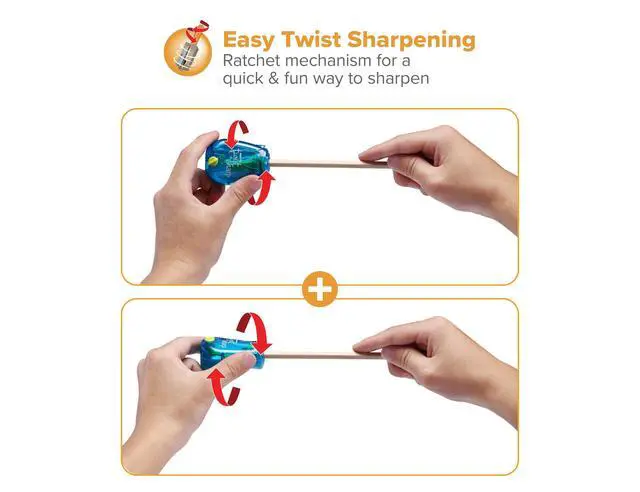 Alt view image 5 of 6 - Office Twist-n-Sharp Pencil Sharpener, for Kids & Colored Pencils, Assorted Colors (PS1-BLUE-2PK)