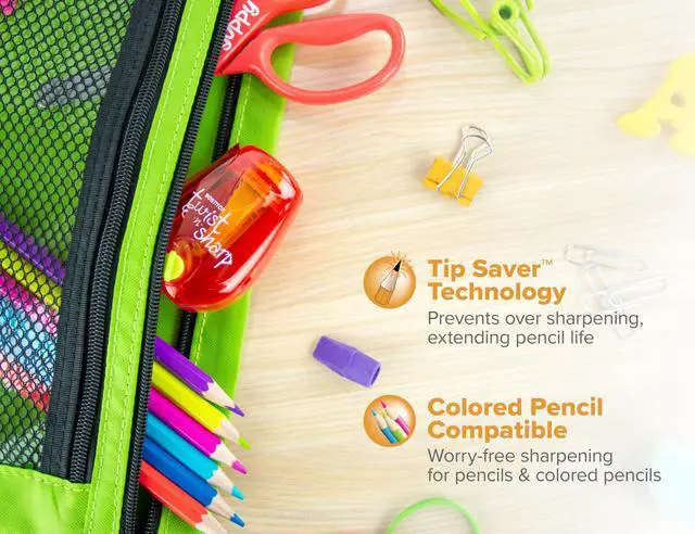 Alt view image 6 of 6 - Office Twist-n-Sharp Pencil Sharpener, for Kids & Colored Pencils, Assorted Colors (PS1-RED-EC)