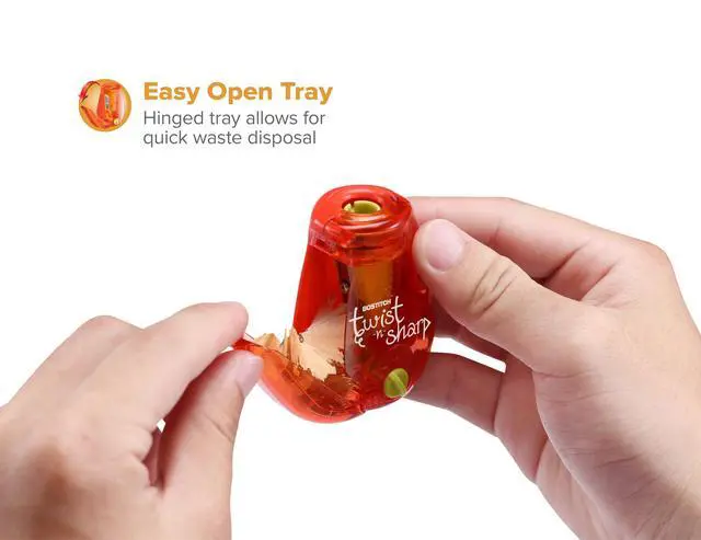 Alt view image 3 of 6 - Office Twist-n-Sharp Pencil Sharpener, for Kids & Colored Pencils, Assorted Colors (PS1-RED-EC)