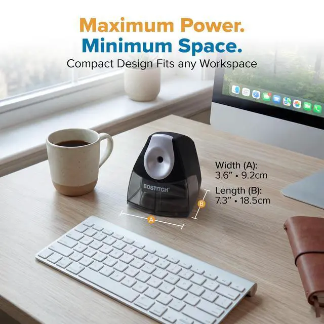 Alt view image 6 of 6 - Office Electric Pencil Sharpener for Classroom & Desk Use, Heavy-Duty Stall-Free Motor, High-Capacity Shavings Tray, Black