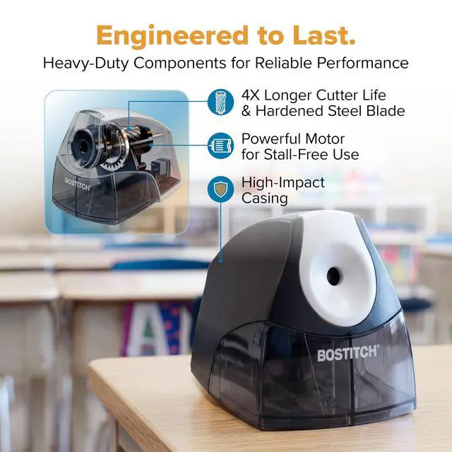 Alt view image 5 of 6 - Office Electric Pencil Sharpener for Classroom & Desk Use, Heavy-Duty Stall-Free Motor, High-Capacity Shavings Tray, Black