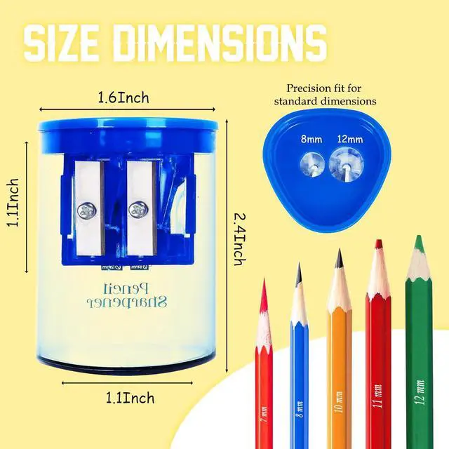 Alt view image 2 of 7 - Manual Pencil Sharpener - 2 Pcs Dual Hole Premium Quality Pencil Sharpeners for Standard & Large Sized Pencils - Handheld Pencil Sharpener for Kids, Adults, Artists, Home & Office Uses