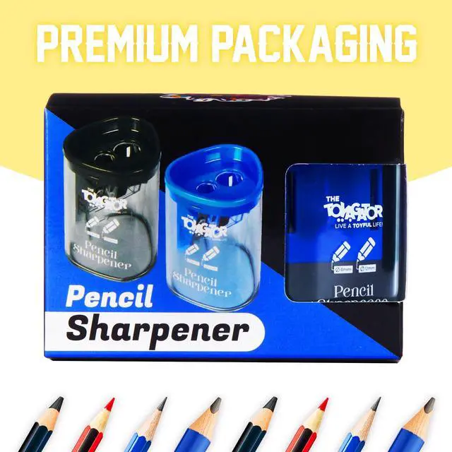 Alt view image 4 of 7 - Manual Pencil Sharpener - 2 Pcs Dual Hole Premium Quality Pencil Sharpeners for Standard & Large Sized Pencils - Handheld Pencil Sharpener for Kids, Adults, Artists, Home & Office Uses