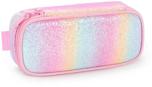 Main image of Girls Pencil Case for Kids, Multi-Slot Pencil Pouch, Pink Blue Rainbow