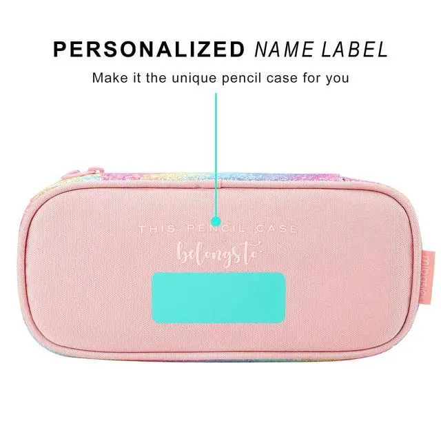 Alt view image 5 of 7 - Girls Pencil Case for Kids, Multi-Slot Pencil Pouch, Pink Blue Rainbow