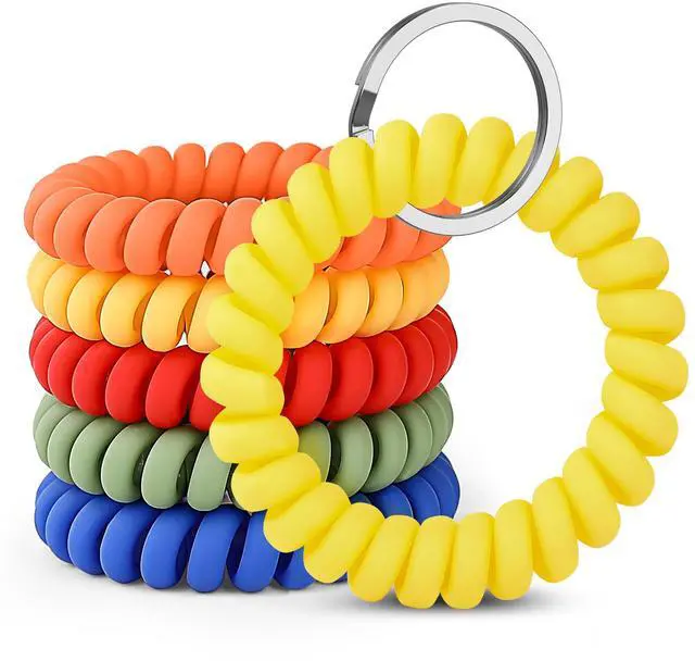 Main image of 6PCS Stretchable Wristband Wristlet Keychain Wrist Key Chain Wristlet,Spring Flexible Spiral Wrist Coil Wrist Key Holder Key Ring for Sauna Gym Pool ID Badge and Outdoor Sports