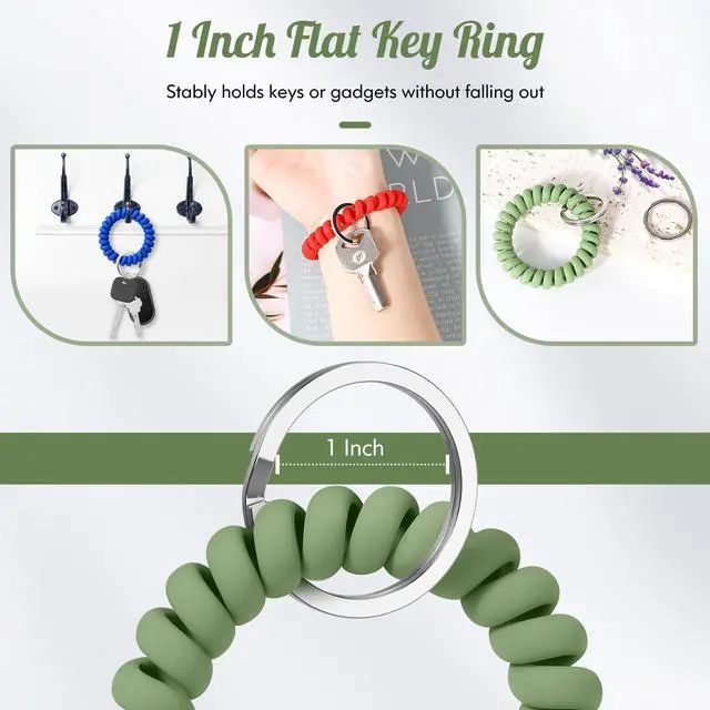 Alt view image 5 of 7 - 6PCS Stretchable Wristband Wristlet Keychain Wrist Key Chain Wristlet,Spring Flexible Spiral Wrist Coil Wrist Key Holder Key Ring for Sauna Gym Pool ID Badge and Outdoor Sports