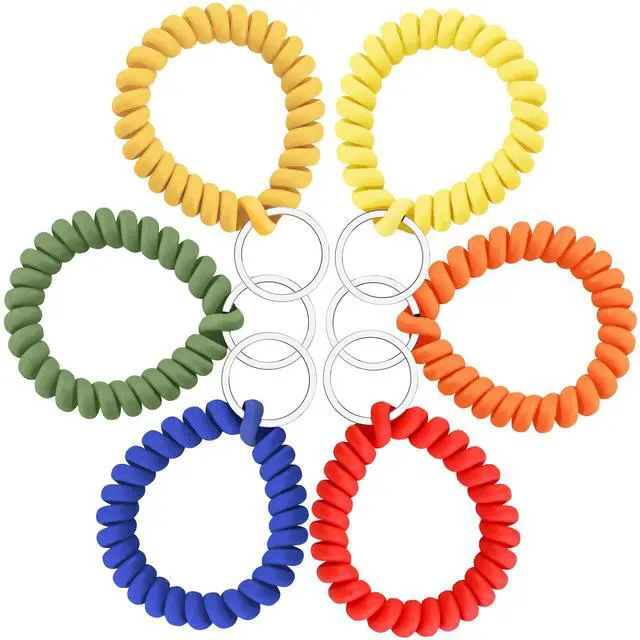 Alt view image 2 of 7 - 6PCS Stretchable Wristband Wristlet Keychain Wrist Key Chain Wristlet,Spring Flexible Spiral Wrist Coil Wrist Key Holder Key Ring for Sauna Gym Pool ID Badge and Outdoor Sports