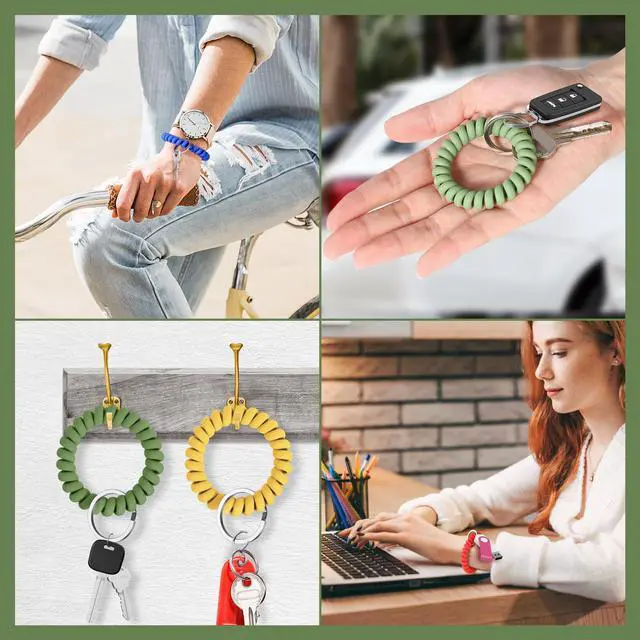 Alt view image 7 of 7 - 6PCS Stretchable Wristband Wristlet Keychain Wrist Key Chain Wristlet,Spring Flexible Spiral Wrist Coil Wrist Key Holder Key Ring for Sauna Gym Pool ID Badge and Outdoor Sports