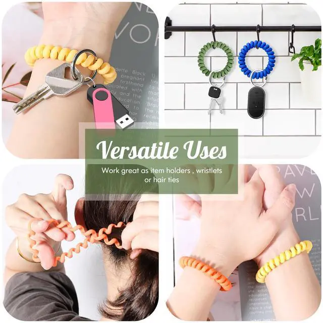 Alt view image 6 of 7 - 6PCS Stretchable Wristband Wristlet Keychain Wrist Key Chain Wristlet,Spring Flexible Spiral Wrist Coil Wrist Key Holder Key Ring for Sauna Gym Pool ID Badge and Outdoor Sports