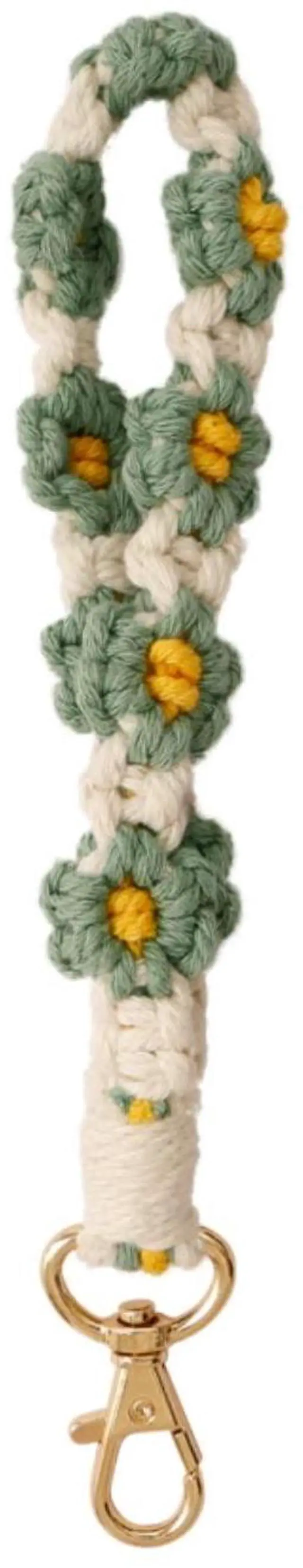 Main image of Macrame Keychain Handmade Wristlet Keychain Wrist Lanyard for Keys Cute flower keychain Key Chain for Women(3)