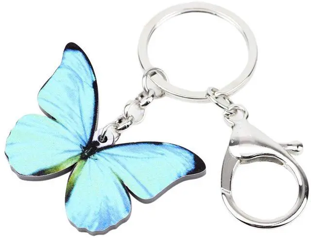 Alt view image 2 of 6 - Morpho Menelaus Butterfly Key Chains for Women Car Purse Bag Rings Pendant Charms (Blue)