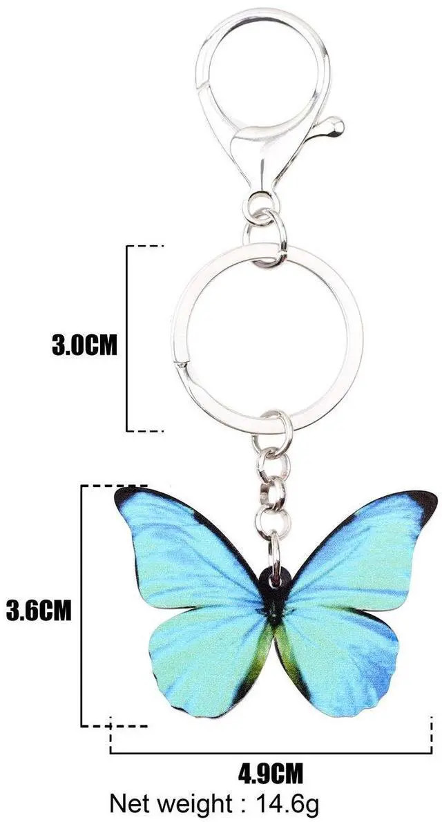 Alt view image 4 of 6 - Morpho Menelaus Butterfly Key Chains for Women Car Purse Bag Rings Pendant Charms (Blue)