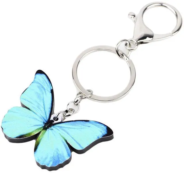 Alt view image 3 of 6 - Morpho Menelaus Butterfly Key Chains for Women Car Purse Bag Rings Pendant Charms (Blue)