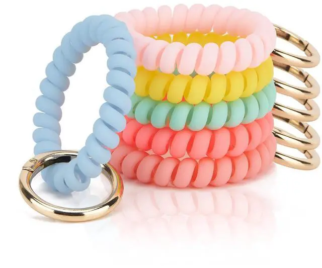 Main image of 6PCS Wristlet Keychain(Matte Light), Colorful Spiral Coil Hair Tie for Women, Sauna Accessaries Wrist Coil Key Ring Key Holder