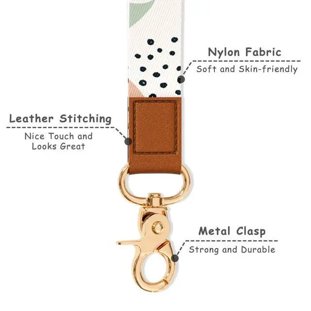 Alt view image 3 of 7 - Wrist Lanyard Key Chain, Cute Wristlet Strap Keychain Holder for Women Men Keys ID Badges Phone Airpods, Green Boho