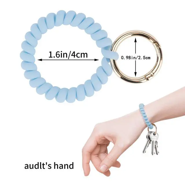 Alt view image 3 of 5 - 6PCS Wristlet Keychain(Matte Light), Colorful Spiral Coil Hair Tie for Women, Sauna Accessaries Wrist Coil Key Ring Key Holder