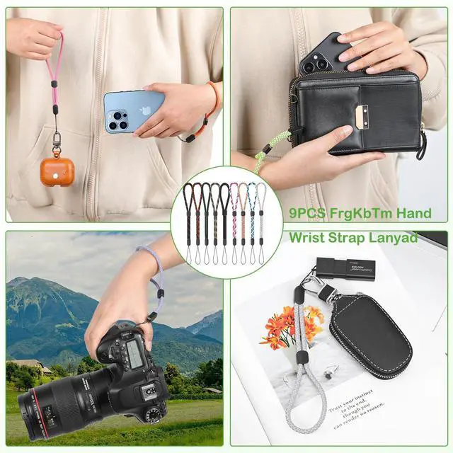 Alt view image 7 of 7 - Hand Wrist Strap Lanyard, 9 Pcs Adjustable Nylon Colorful for Mobile Phone, Camara, Keys, USB Flash Drive, Wallet, ID Name Tag Badge, Mp3, Mp4, GoPro
