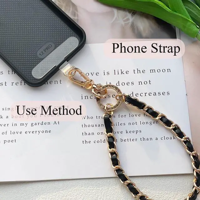 Alt view image 5 of 7 - Phone Wrist Strap for Women & Moms, Metal Chain & Leather Phone Lanyard with Tether Tab, Hands-Free Wristlet Bracelet