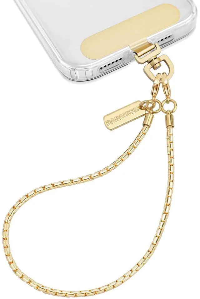 Main image of Phone Wrist Strap Metal Phone Chain Wristlet Strap, Detachable Cellphone Lanyard Wrist with Tether Tab, Hands-Free Phone Charm for Women Girls Party Traveling Shopping, Gold
