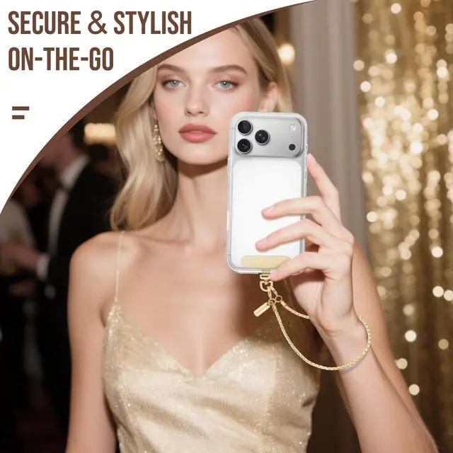 Alt view image 2 of 7 - Phone Wrist Strap Metal Phone Chain Wristlet Strap, Detachable Cellphone Lanyard Wrist with Tether Tab, Hands-Free Phone Charm for Women Girls Party Traveling Shopping, Gold