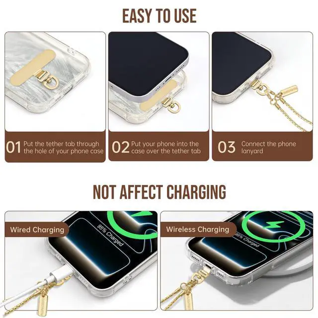 Alt view image 4 of 7 - Phone Wrist Strap Metal Phone Chain Wristlet Strap, Detachable Cellphone Lanyard Wrist with Tether Tab, Hands-Free Phone Charm for Women Girls Party Traveling Shopping, Gold