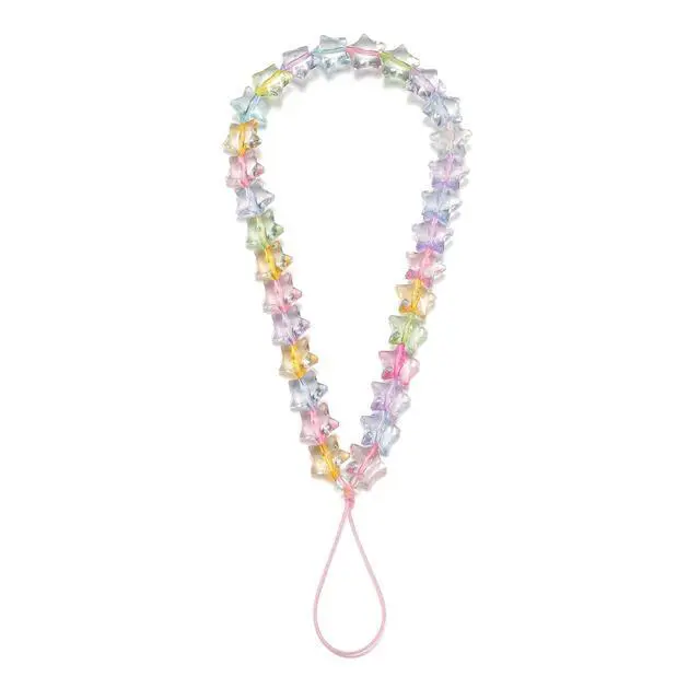 Alt view image 2 of 6 - Star Phone Charm Wrist Strap, Beaded Lanyard Wristlet Chain, Anti-Theft Bracelet Strap for iPhone & More Cases (Rainbow Star)