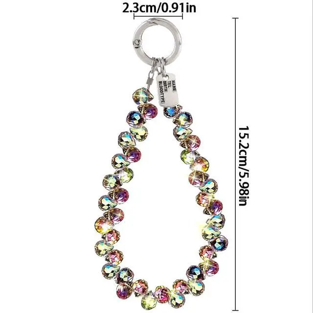 Alt view image 2 of 7 - Sparkling Crystal Beaded Phone Wrist Strap - Cell Phone Lanyard Keychain Wristlet Phone Chain - Short Lanyards for Women - Droplet Crystals