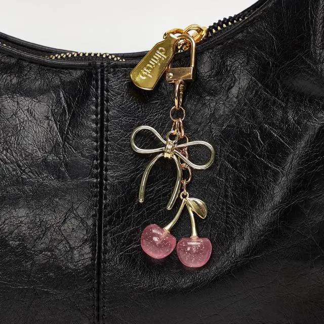 Alt view image 3 of 6 - Cherry Keychain Cute Bag Charm Women Leather Keyring Car Keys Gift Mother's Day Birthday Valentine's Purse Accessory (Pink)