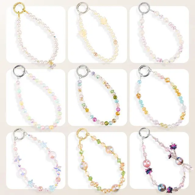 Alt view image 3 of 6 - Phone Charm Wrist Strap, Beaded Phone Bracelet Strap for Women, Wristlet Chain for Cellphone Camera, Pink Cherry