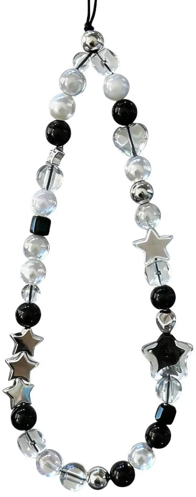 Main image of Beaded Camera Wrist Strap Cute Digital Camera Charm Lanyard Phone Charms Strap Beaded Camera Chain for Phone Bag Keychain (Black Star)