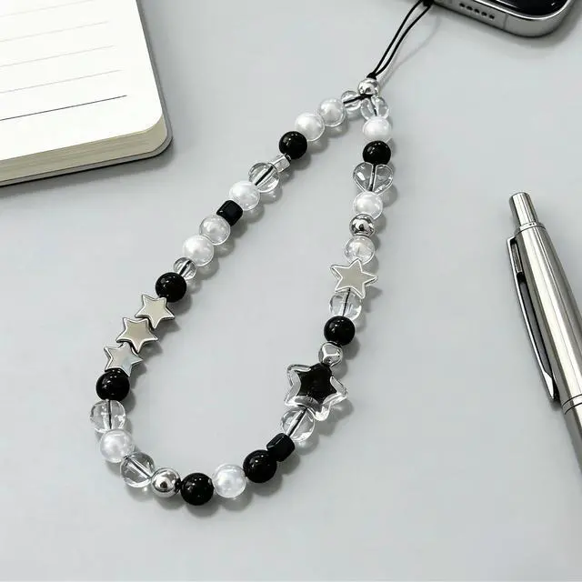 Alt view image 6 of 7 - Beaded Camera Wrist Strap Cute Digital Camera Charm Lanyard Phone Charms Strap Beaded Camera Chain for Phone Bag Keychain (Black Star)