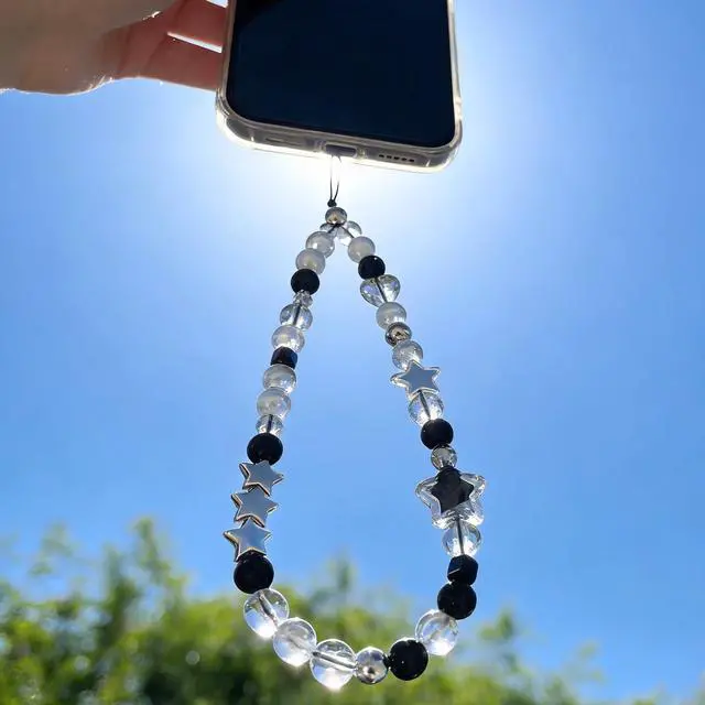 Alt view image 5 of 7 - Beaded Camera Wrist Strap Cute Digital Camera Charm Lanyard Phone Charms Strap Beaded Camera Chain for Phone Bag Keychain (Black Star)