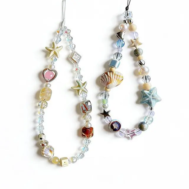 Main image of 2 Pcs Pearl Beaded Phone Charm Strap, Universal Wrist Lanyard for iPhone 17 Pro Max Samsung, Camera Phones Bag Keychain Accessories for Women Girls