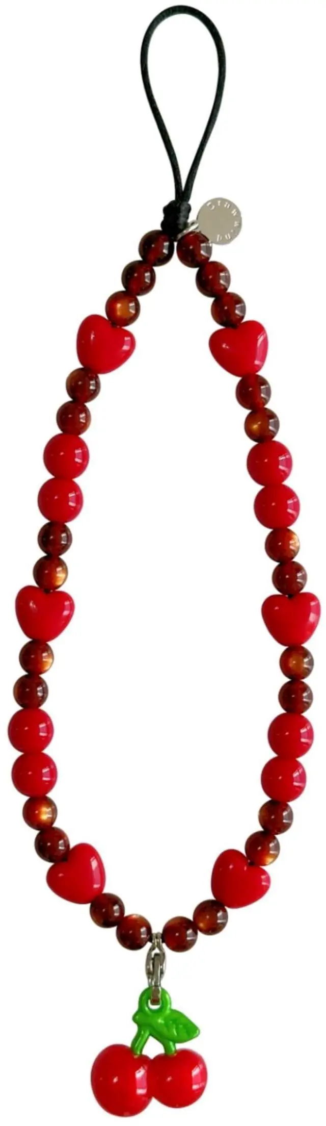 Main image of Phone Charm Beaded Wristlet Strap Universal Cell Phone Lanyard Cute Bracelet Wrist Strap Beaded Chain String Handmade Accessories for Case Camera Bags (Sweet Cherries)