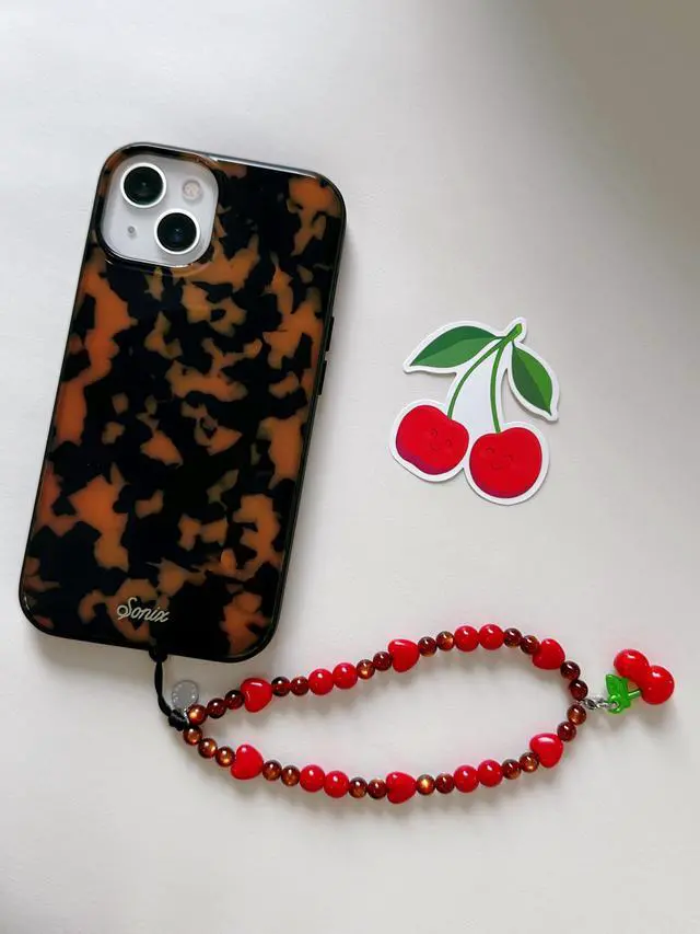 Alt view image 4 of 6 - Phone Charm Beaded Wristlet Strap Universal Cell Phone Lanyard Cute Bracelet Wrist Strap Beaded Chain String Handmade Accessories for Case Camera Bags (Sweet Cherries)