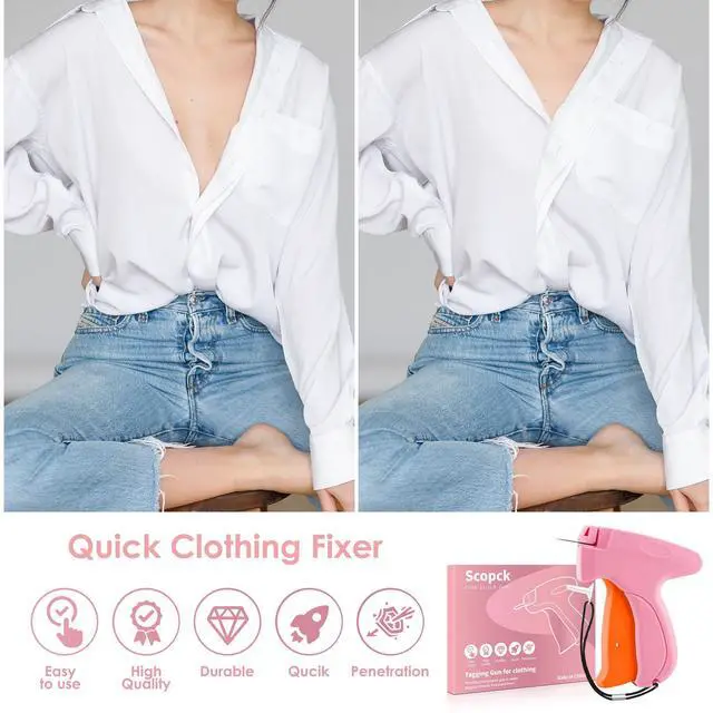 Alt view image 4 of 5 - Stitch Gun for Clothes - Handheld Stitch Gun Quick Clothing Fixer - Tagging Gun - Includes 6 Needle, 1000 Black Fasteners & 1000 White Fasteners