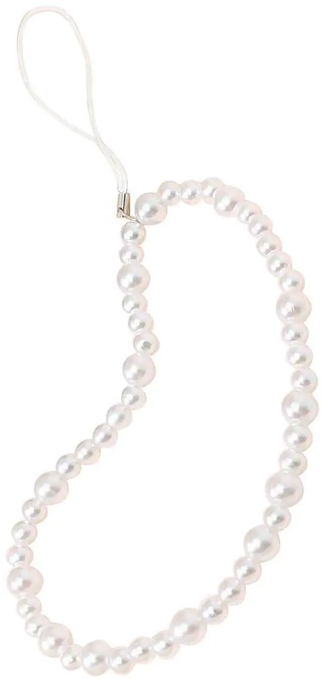 Main image of Pearl Beaded Phone Charm Wrist Strap Handmade Digital Camera Wristlet Chain Lanyard for Cell Phone Case Keychain Wallet Bag Women Anti-Loss Beaded Bracelet Compatible with iPhone 17 Pro Max 16 15