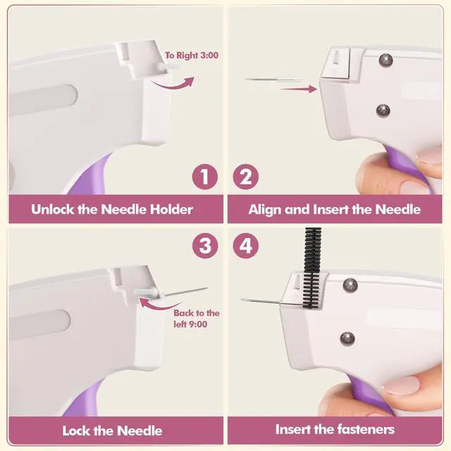 Alt view image 4 of 7 - Stitch Gun for Clothes, Portable Handheld Tagging Gun for Clothing, Stitch Quick Clothing Fixer Includes 2500 Black Fasteners & 2500 White Fasteners with 6 Needles, White