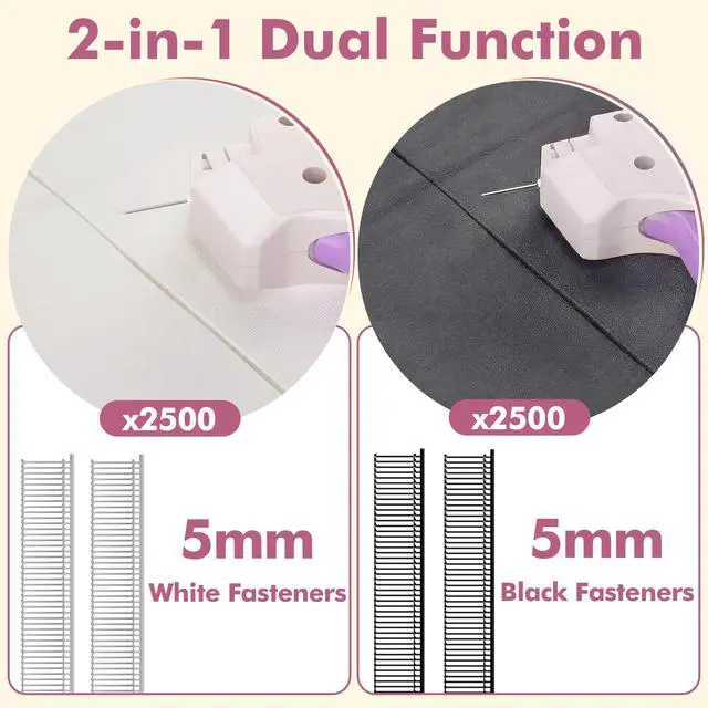 Alt view image 5 of 7 - Stitch Gun for Clothes, Portable Handheld Tagging Gun for Clothing, Stitch Quick Clothing Fixer Includes 2500 Black Fasteners & 2500 White Fasteners with 6 Needles, White