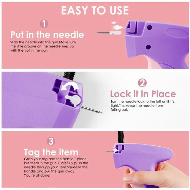 Alt view image 4 of 7 - Stitch Gun for Clothes - Handheld Stitch Gun Quick Clothing Fixer - Tagging Gun - Includes 6 Needle, 1000 Black Fasteners & 1000 White Fasteners