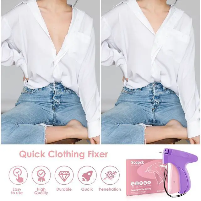 Alt view image 5 of 7 - Stitch Gun for Clothes - Handheld Stitch Gun Quick Clothing Fixer - Tagging Gun - Includes 6 Needle, 1000 Black Fasteners & 1000 White Fasteners