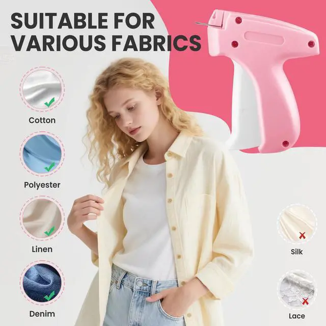 Alt view image 6 of 7 - Stitch Gun for Clothes, Handheld Stitch Gun Quick Clothing Fixer, Portable Tagging Gun for Home & Retail Use, Includes 6 Needles,1000 Black & 1000 White Fasteners (Pink,1pcs+2000tag)