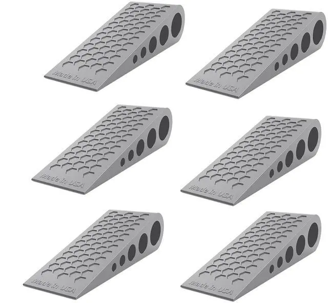 Main image of Door Stoppers for Bottom of Door Premium Floor Rubber Door Stop Wedge Made in USA Heavy Duty Honeycomb Design for Carpet, Tile, Ideal for Home, School, Commercial, Gray 6 Pack